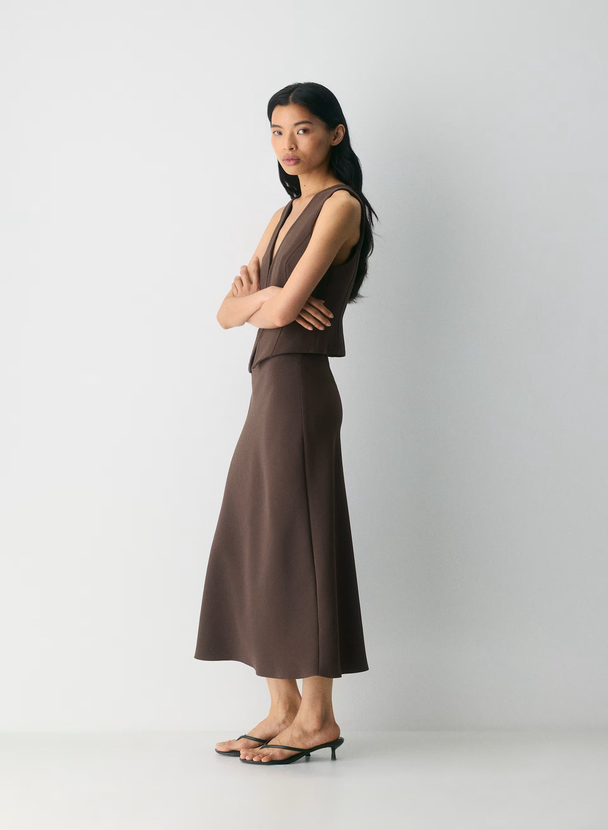 Lined Tailored Suit Vest - Olive