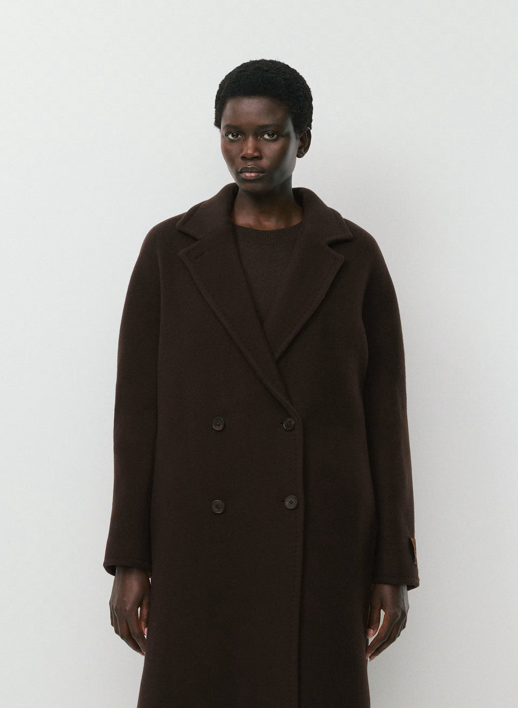 Double-Breasted Wool Cashmere Coat - Herringbone
