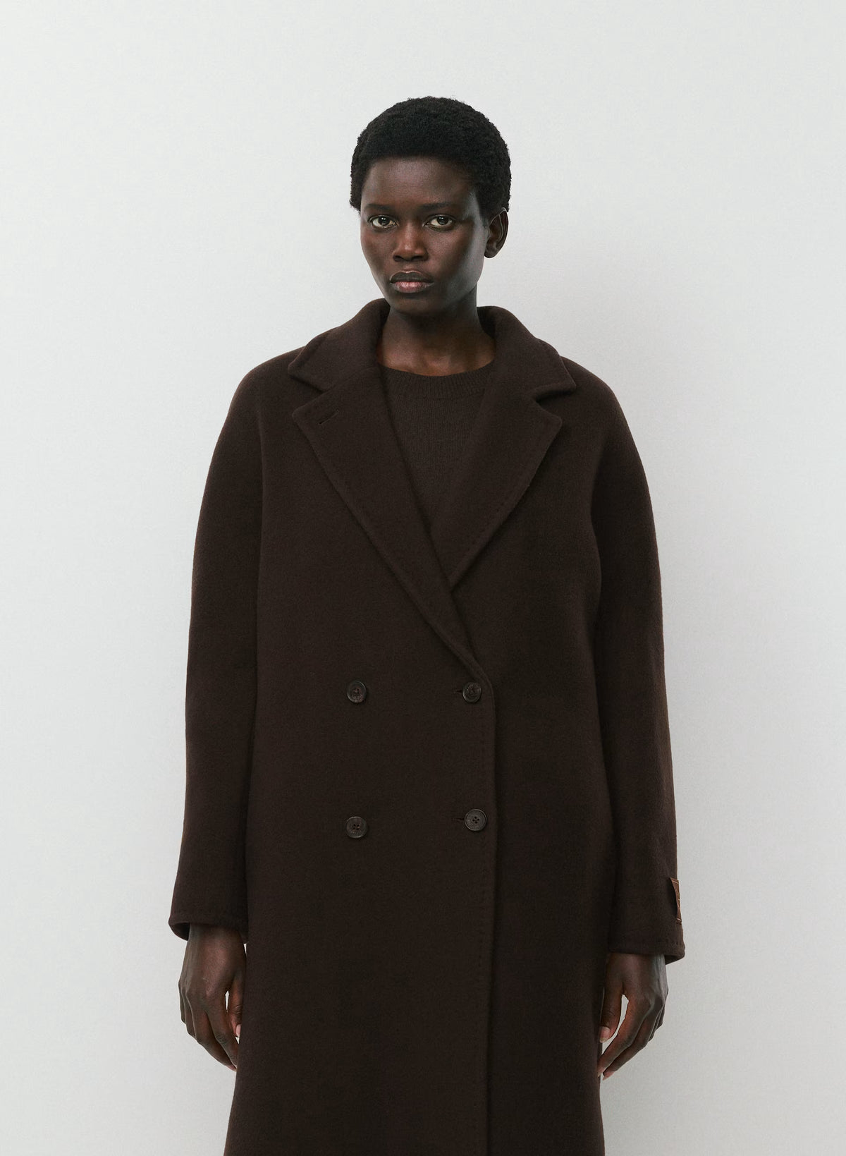 Double-Breasted Wool Cashmere Coat - Herringbone