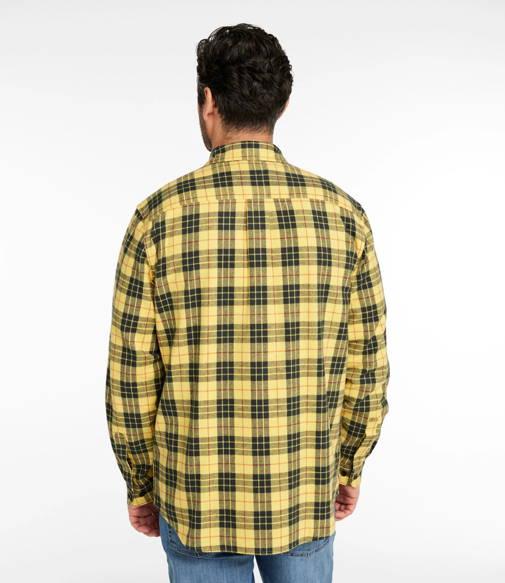 Men's Cotton Flannel Button-Down Shirt - Grey Plaid