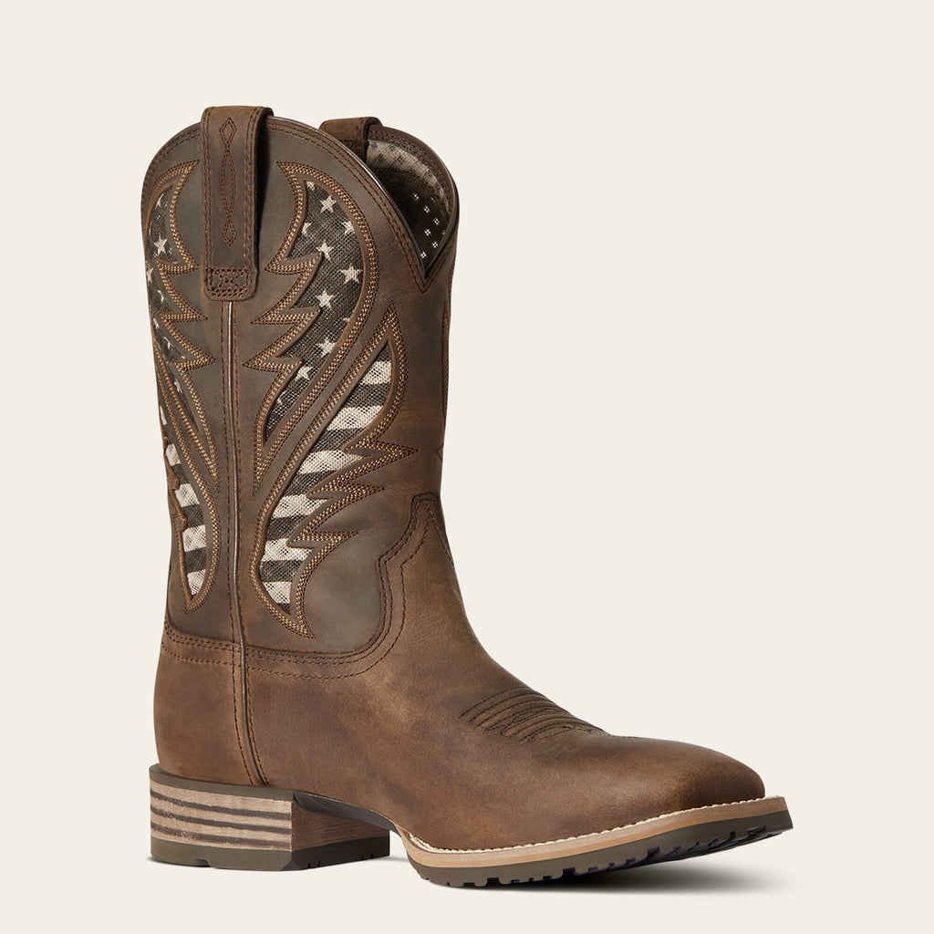 Vented Leather Western Riding Boot - Tan