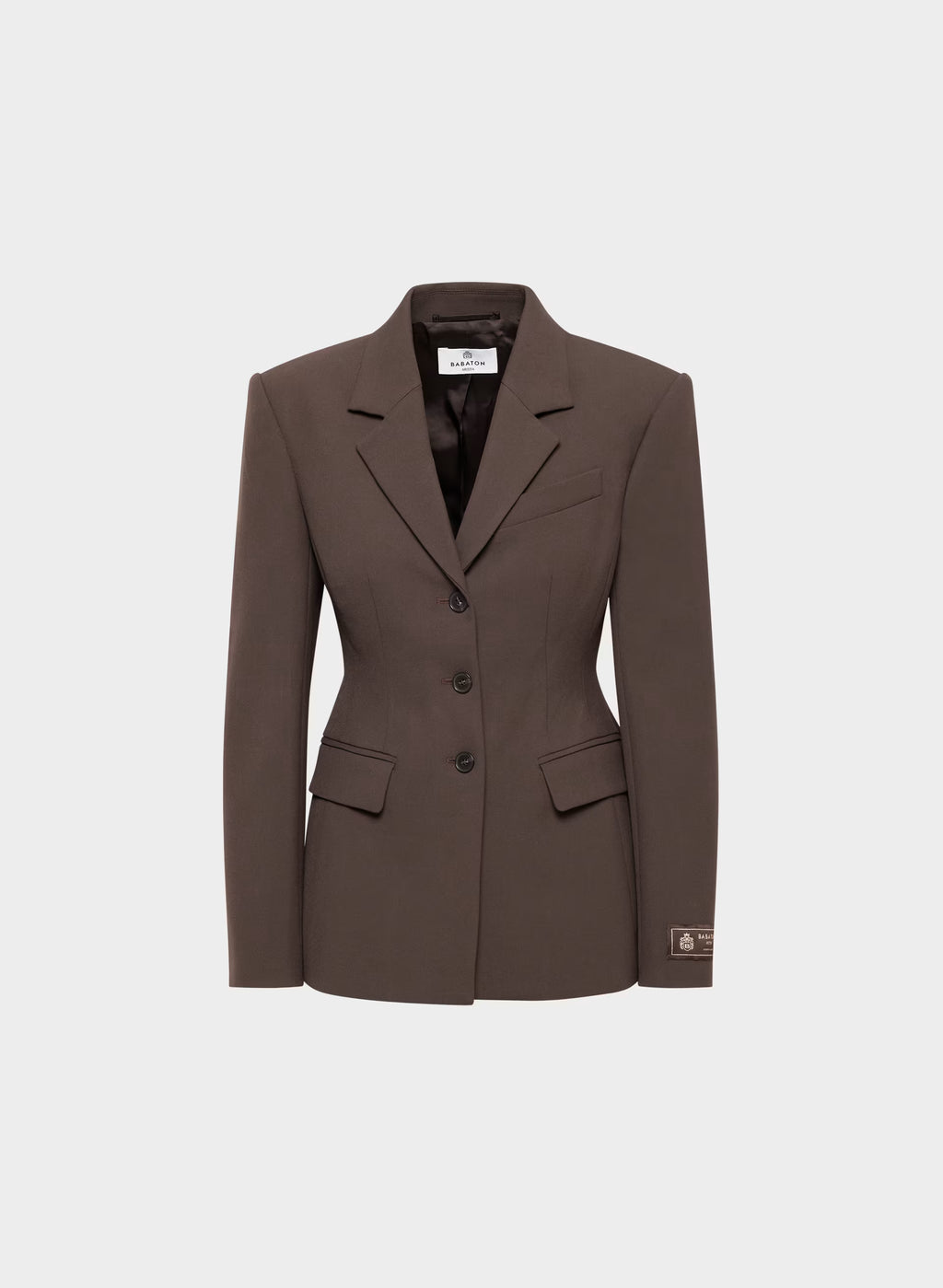 Single-Breasted Stretch Blazer - Brown Check