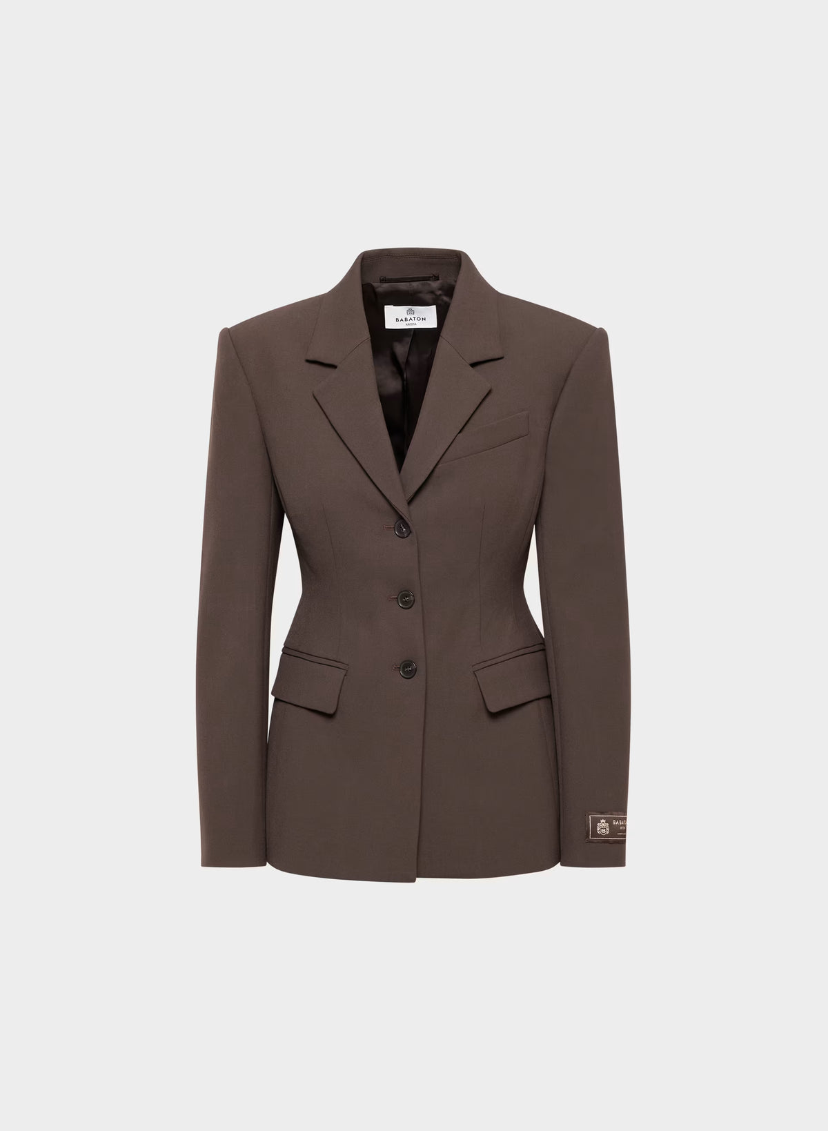 Single-Breasted Stretch Blazer - Brown Check
