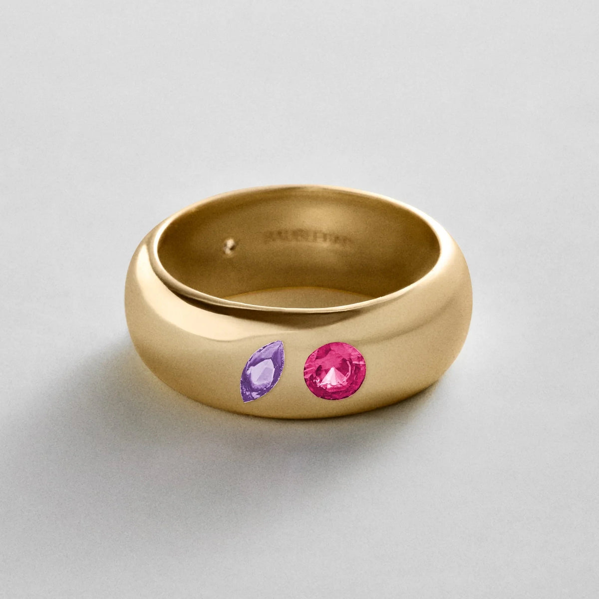 Custom Two-Stone Gold-Plated Band Ring