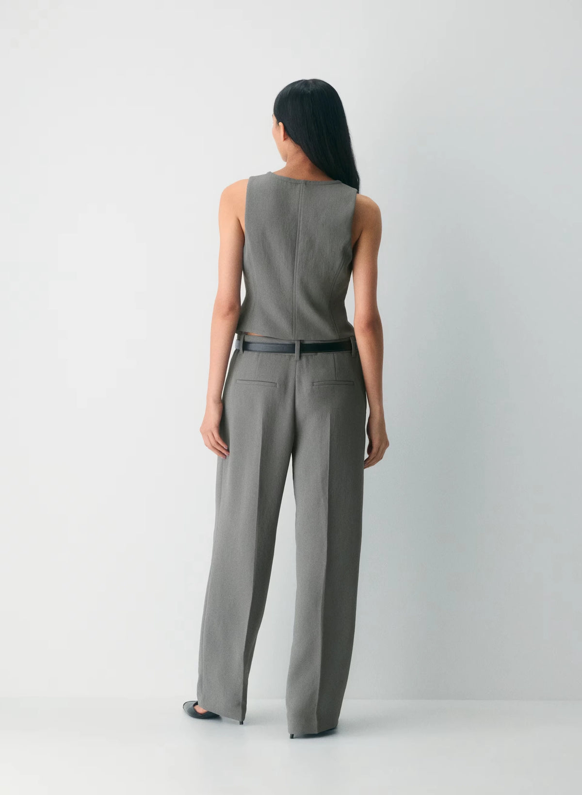 Lined Tailored Suit Vest - Olive