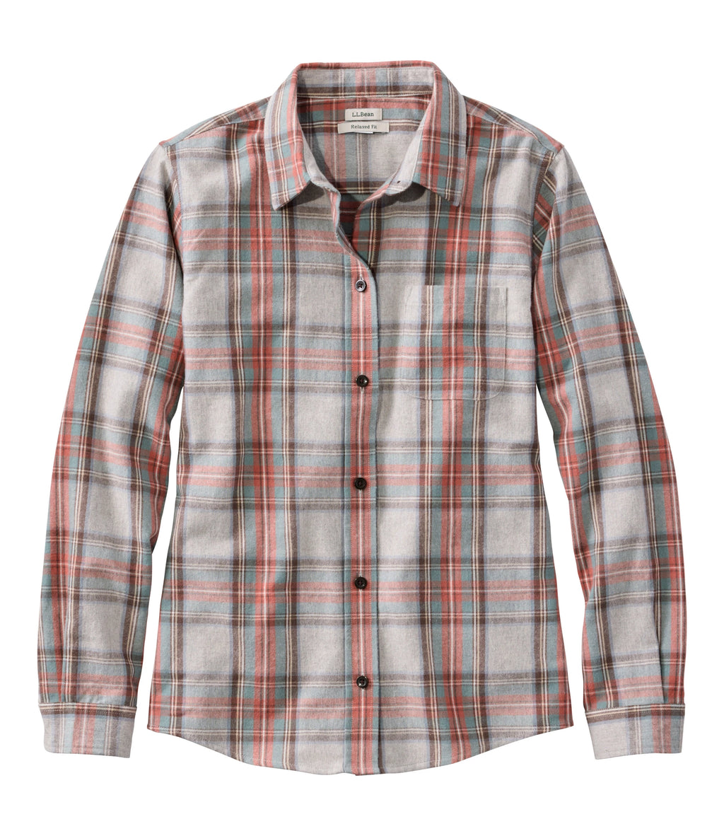 Women's Cotton Flannel Shirt - Indigo Plaid