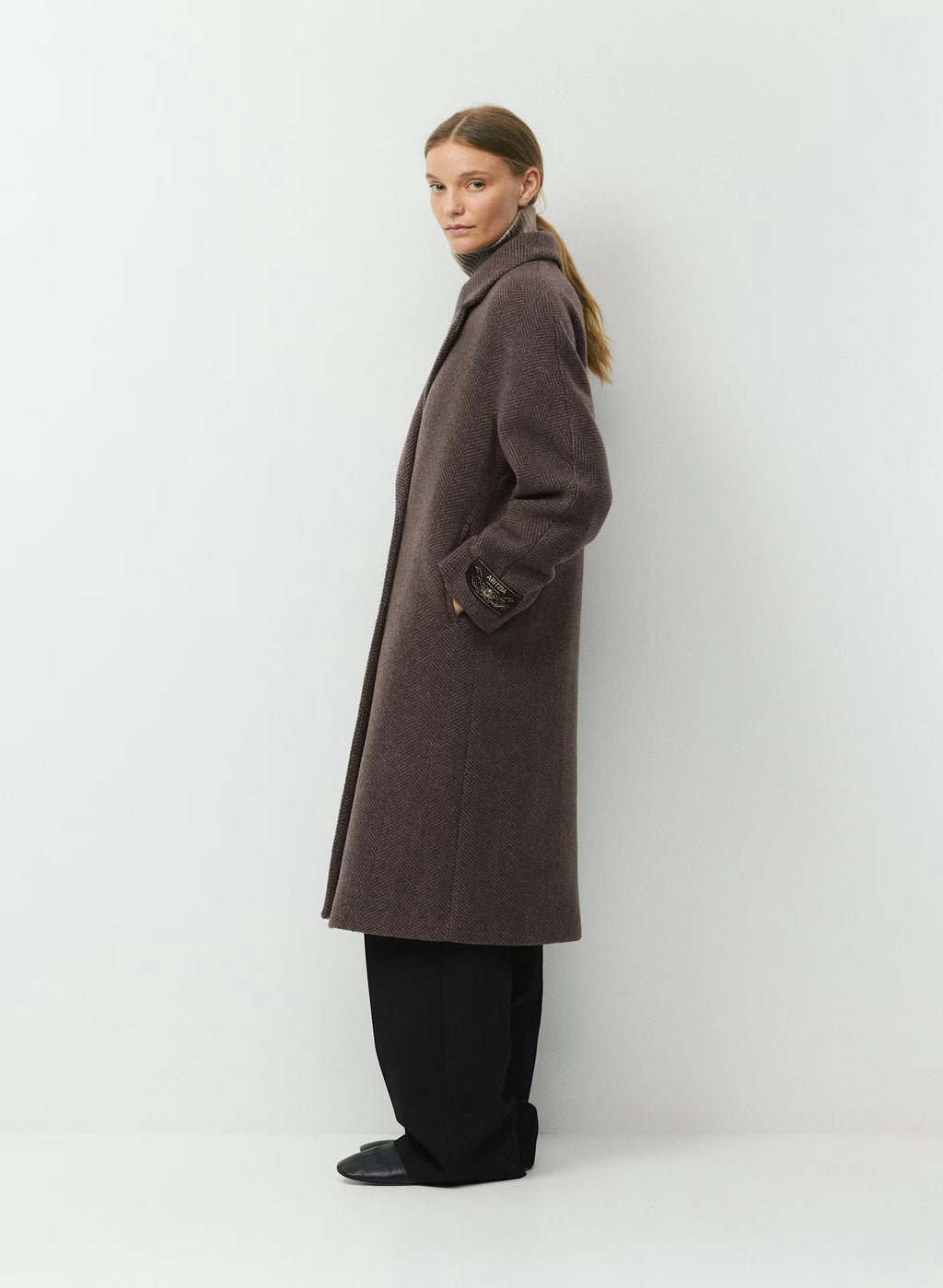 Double-Breasted Wool Cashmere Coat - Herringbone