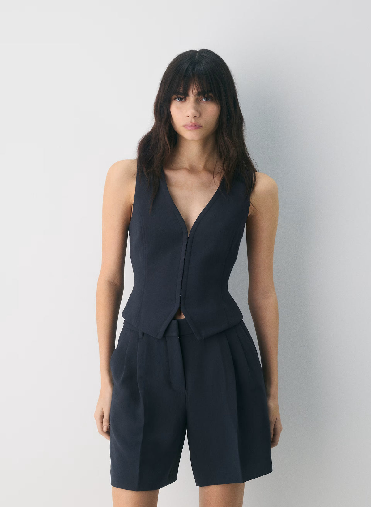 Lined Tailored Suit Vest - Olive