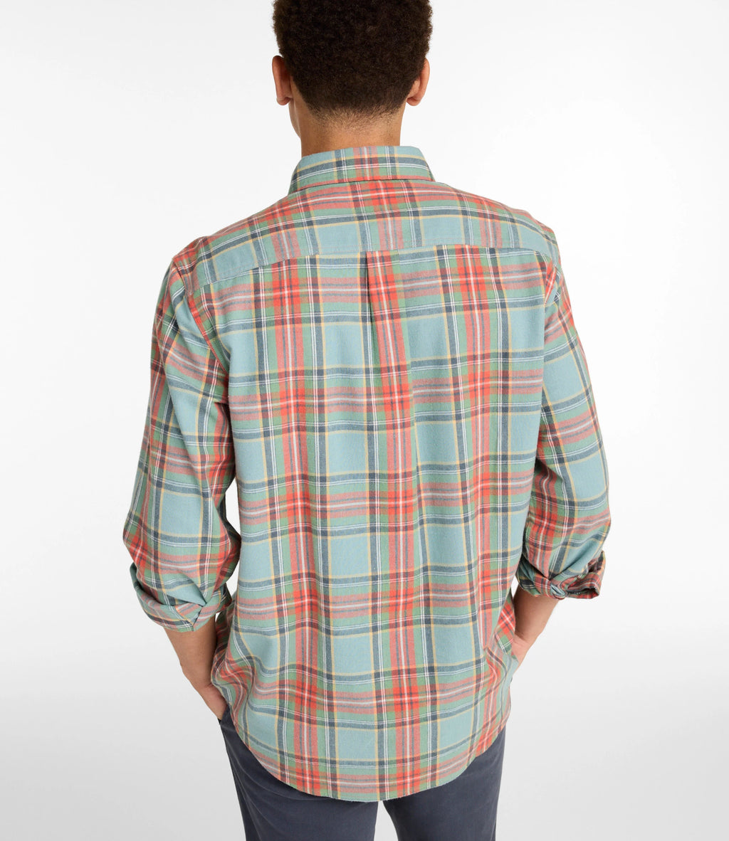 Men's Cotton Flannel Button-Down Shirt - Grey Plaid