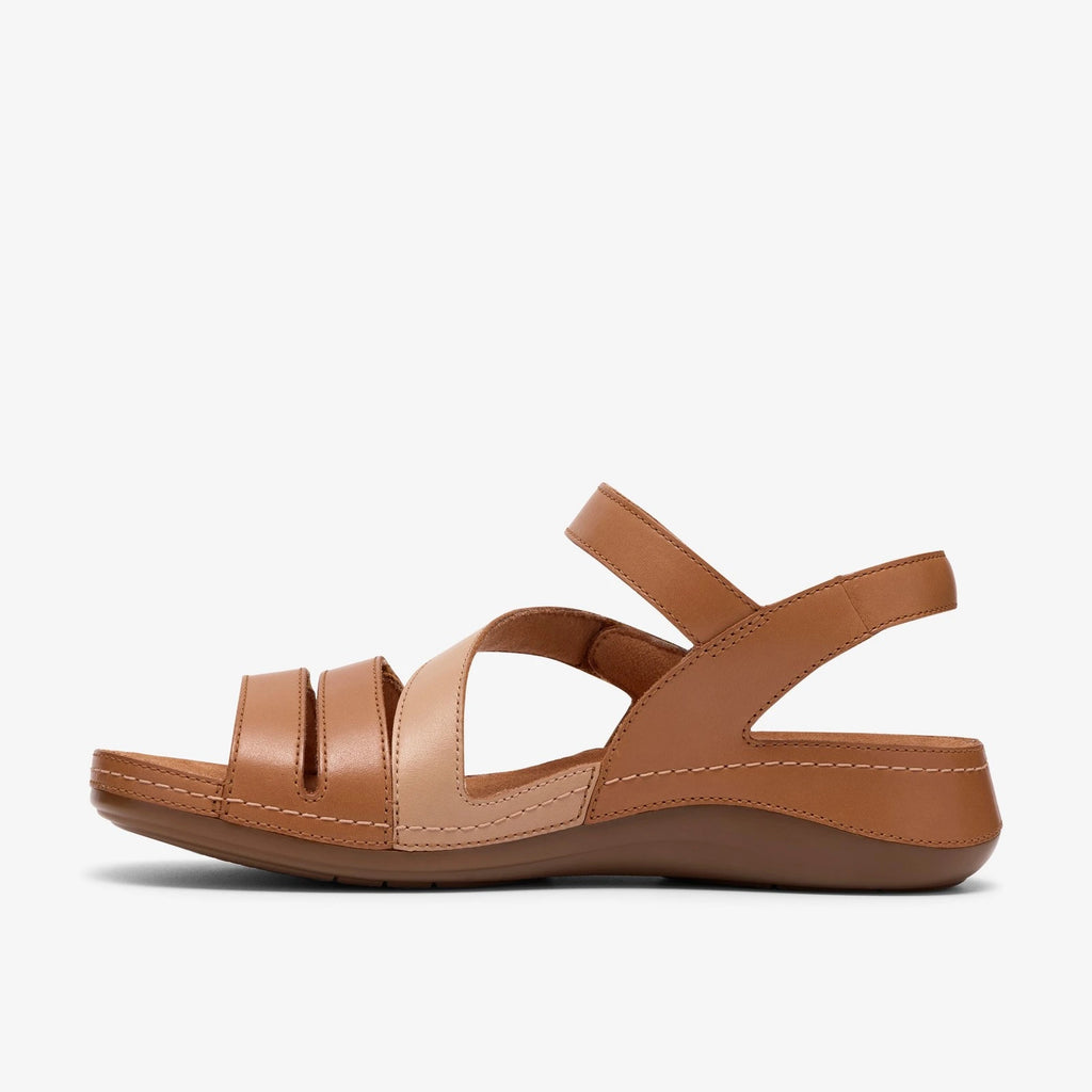 Women's Leather Strappy Sandal - Beige