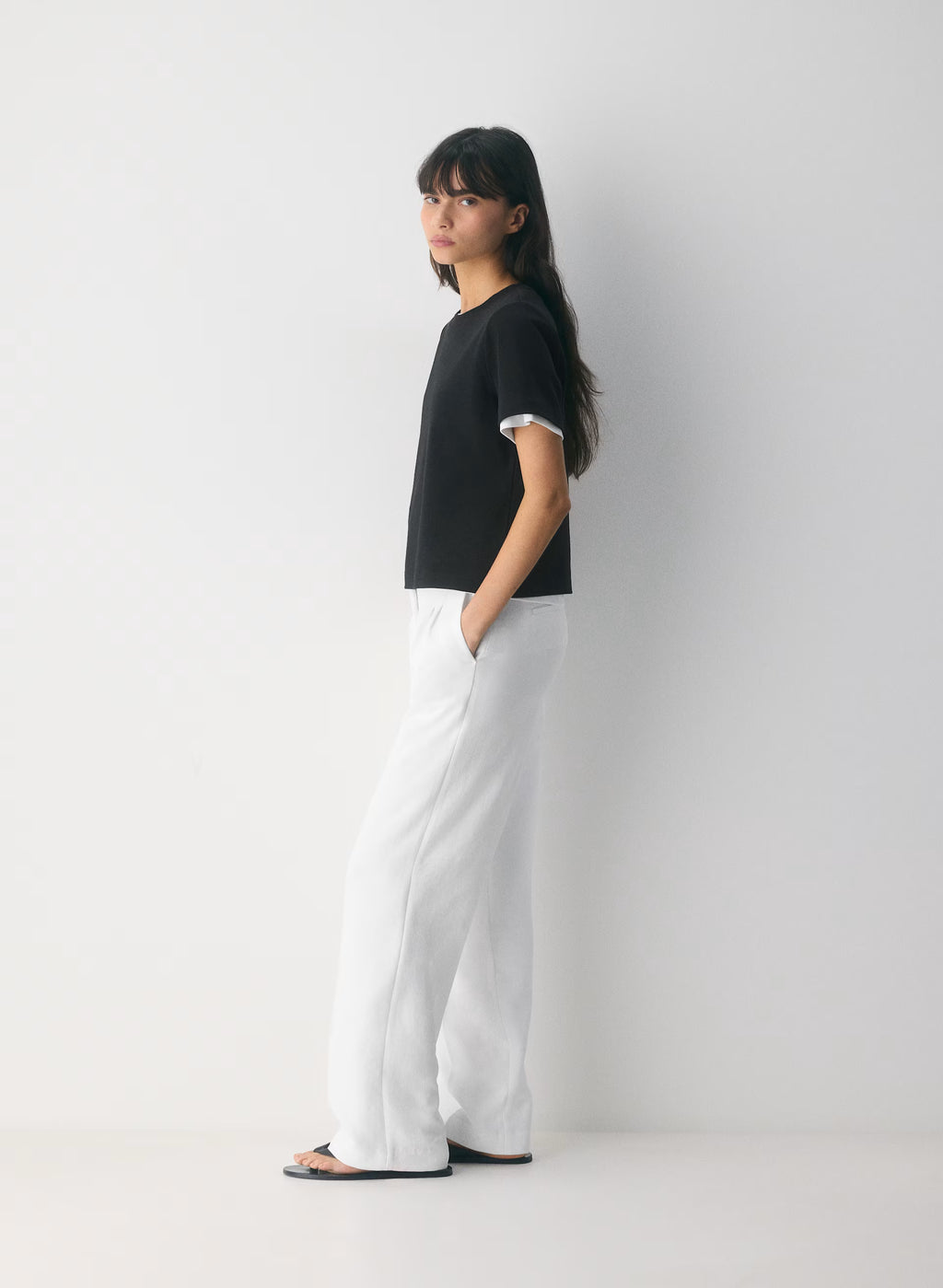 High-Rise Wide-Leg Crepe Trousers - Sand