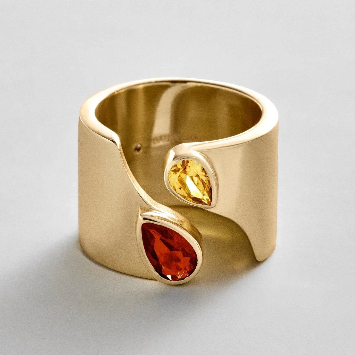 Personalized Two-Stone Open Band Ring - Gold