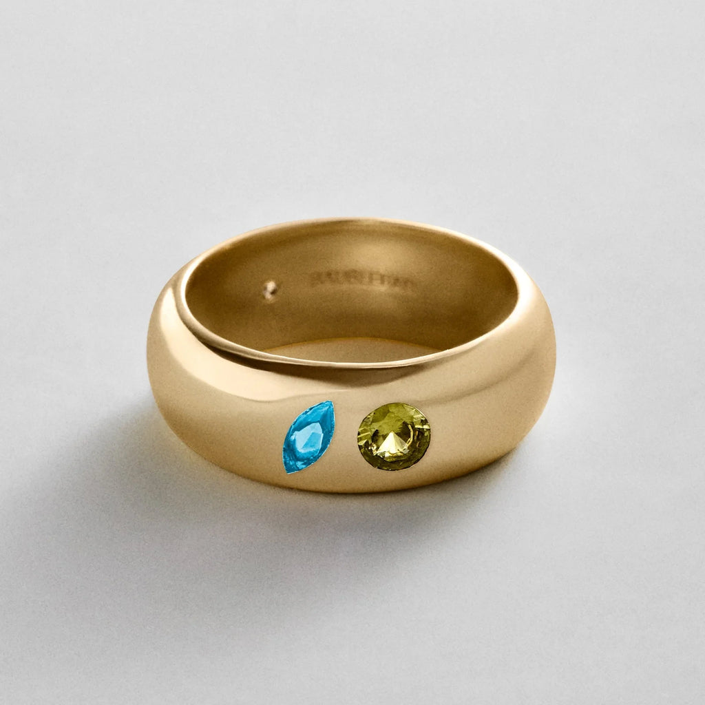 Custom Two-Stone Gold-Plated Band Ring