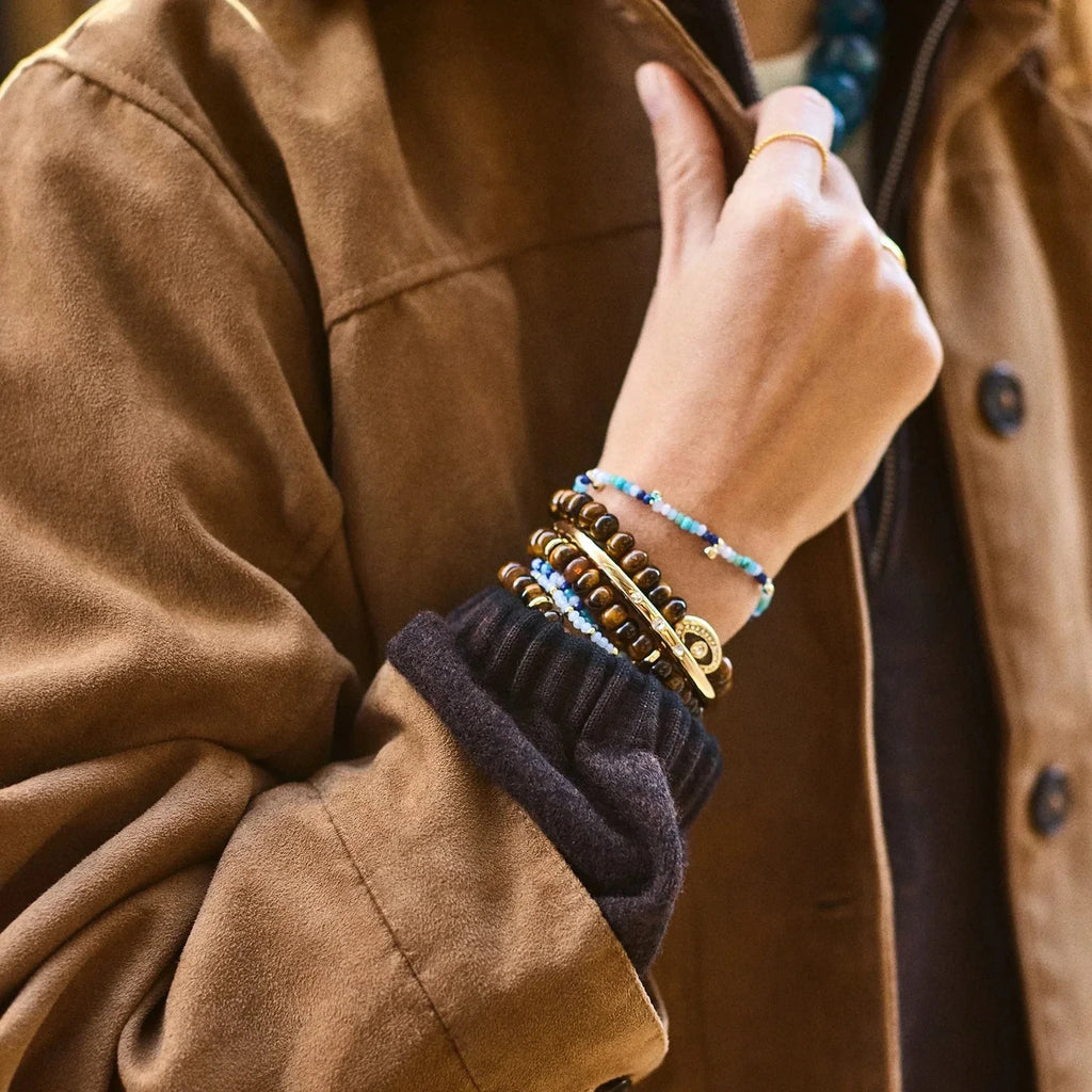 Tiger's Eye Beaded Eye Motif Bracelet Set