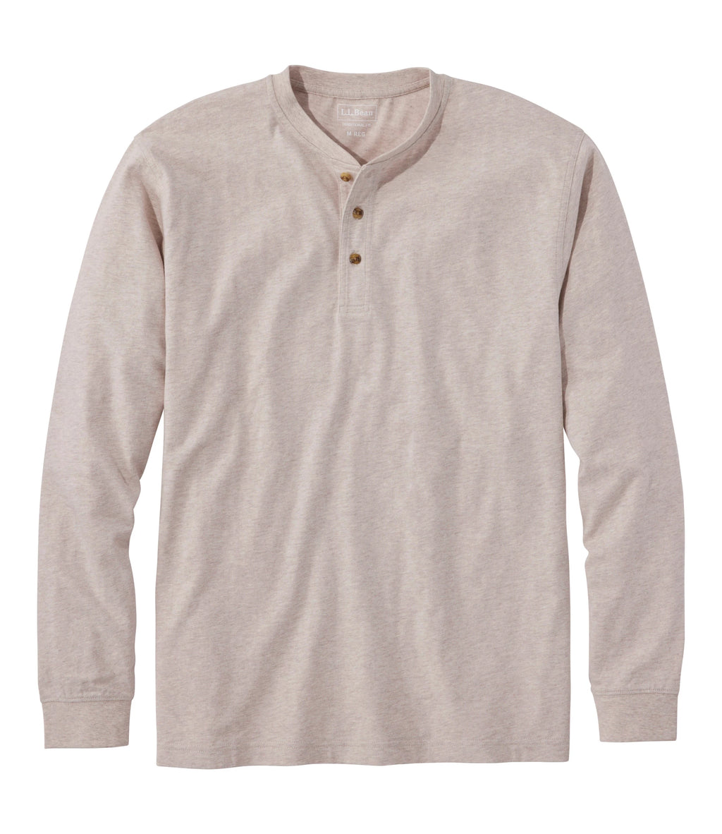 Men's Long-Sleeve Cotton Henley Shirt - Blue