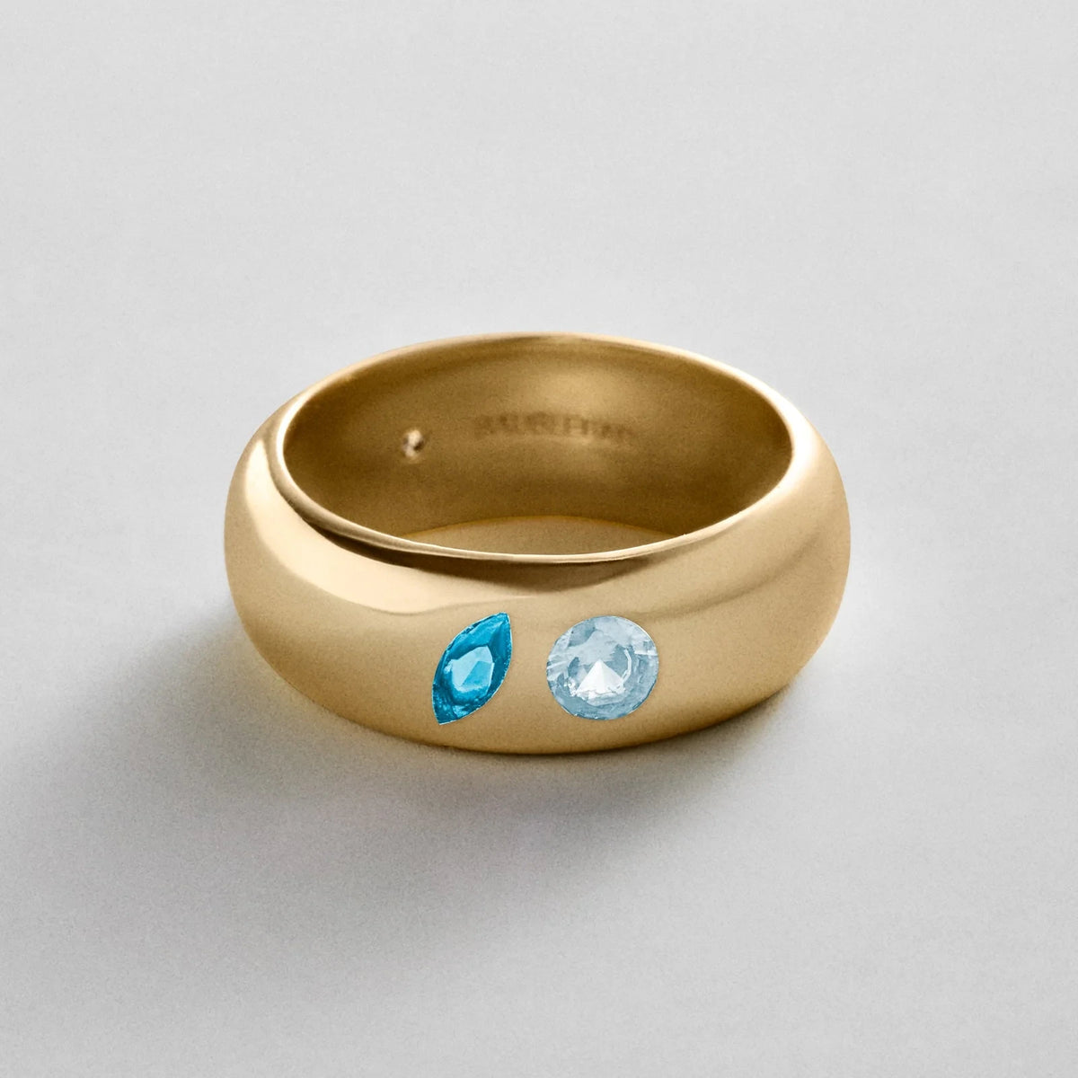 Custom Two-Stone Gold-Plated Band Ring