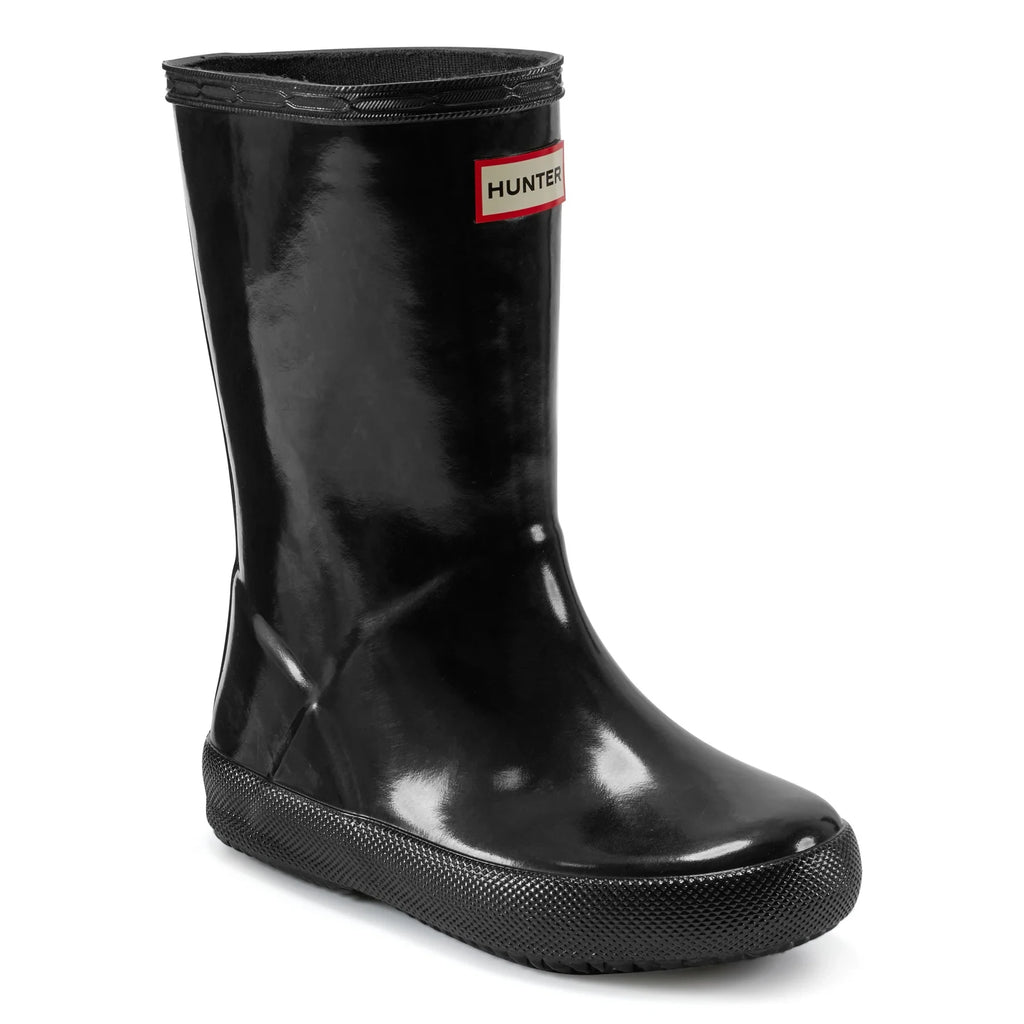 Kids' Glossy Rubber Rain Boots - Black