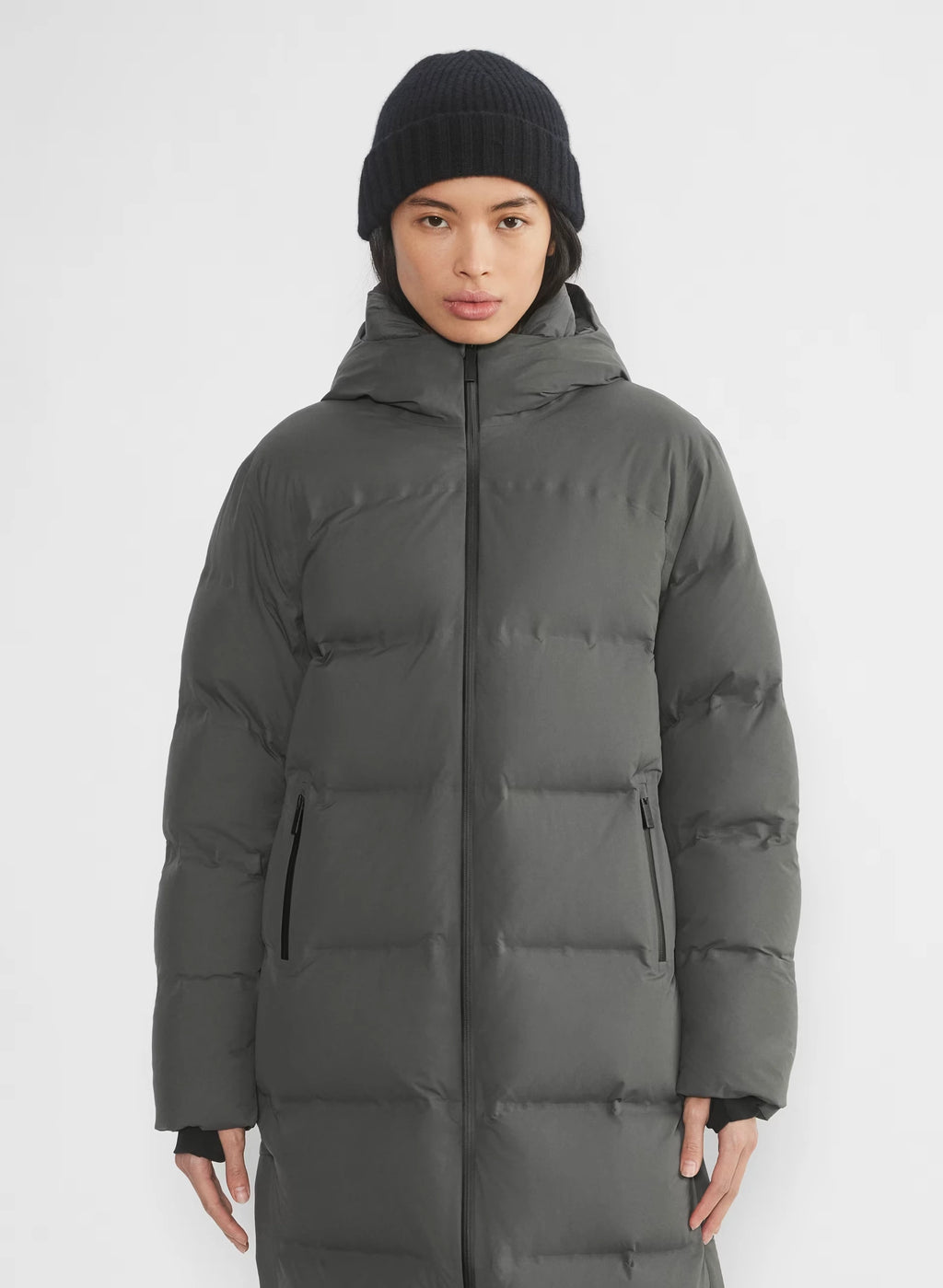 Waterproof Long Down Puffer Coat - Gray