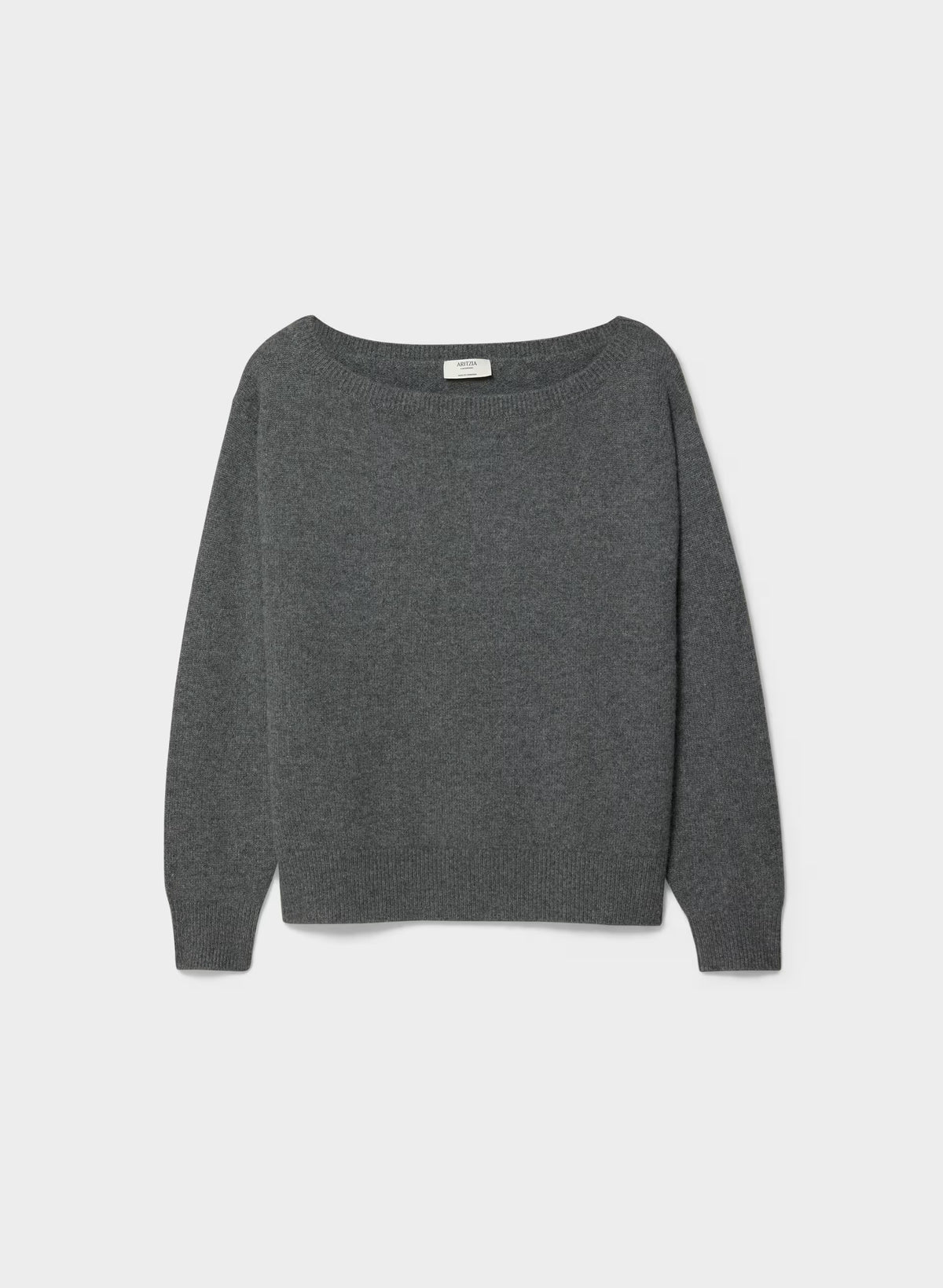 Cashmere Boatneck Sweater - Heather Gray