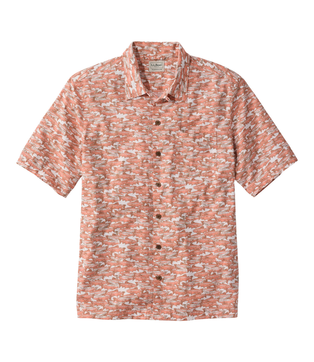 Men's Short-Sleeve Cotton Print Shirt - Brown