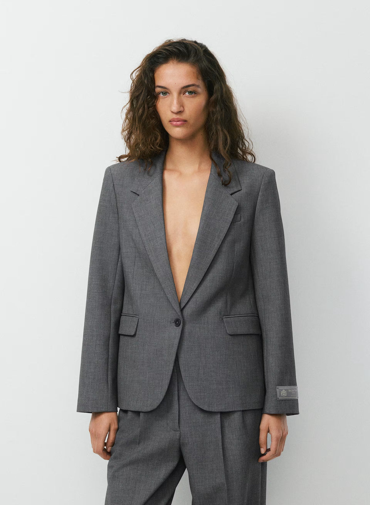 Single-Breasted Stretch Blazer - Check