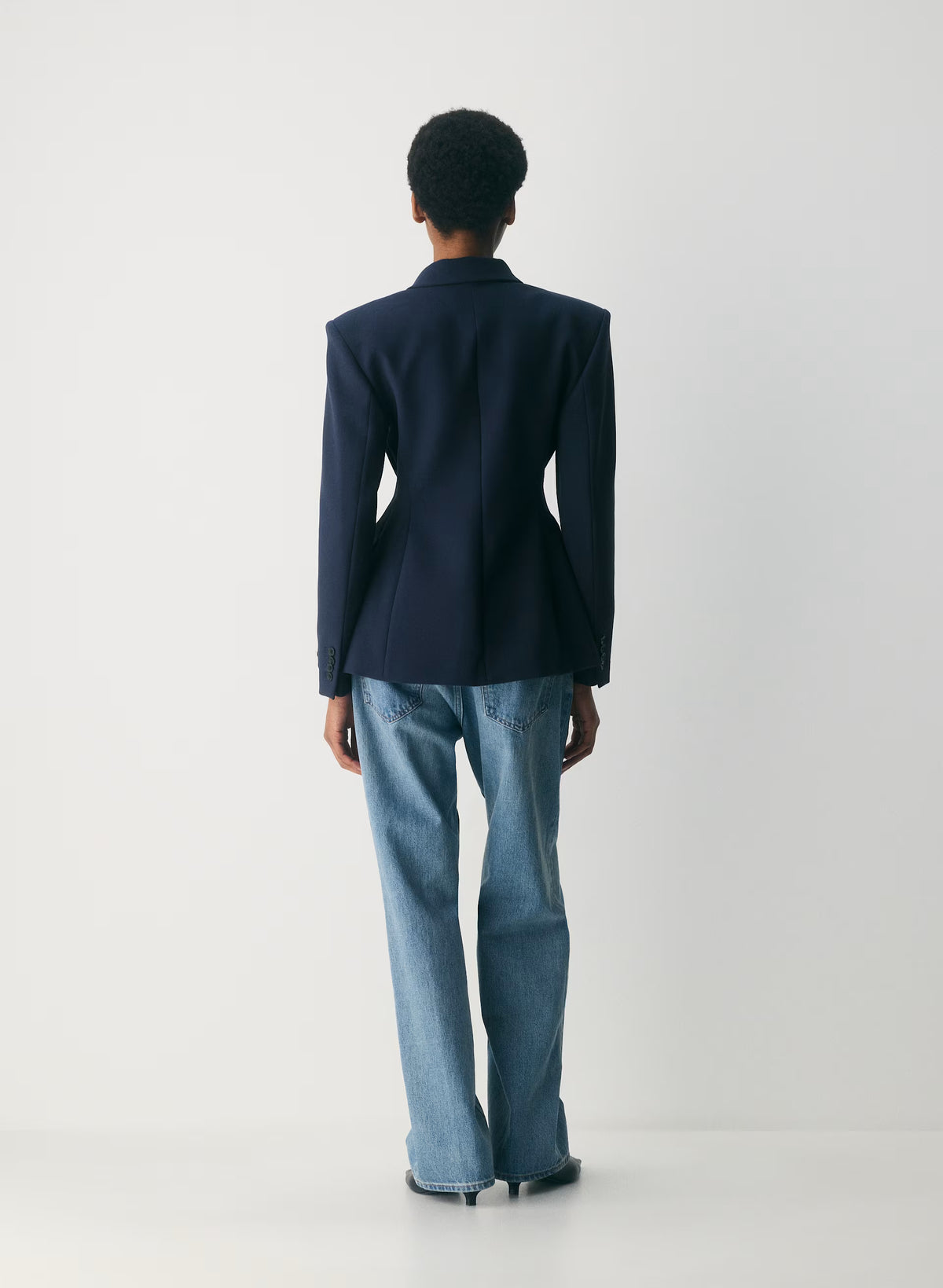 Single-Breasted Stretch Blazer - Brown Check