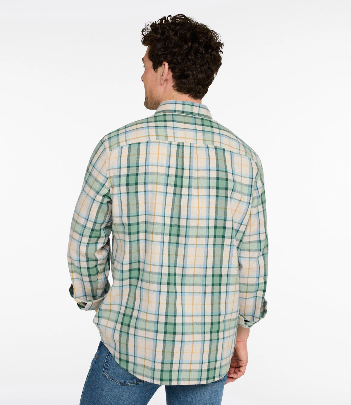 Men's Cotton Flannel Button-Down Shirt - Grey Plaid