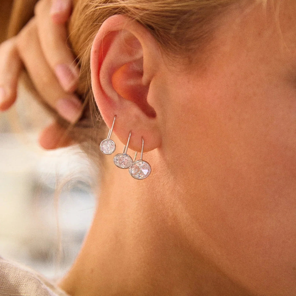 Gold-Plated Oval Crystal Drop Earrings