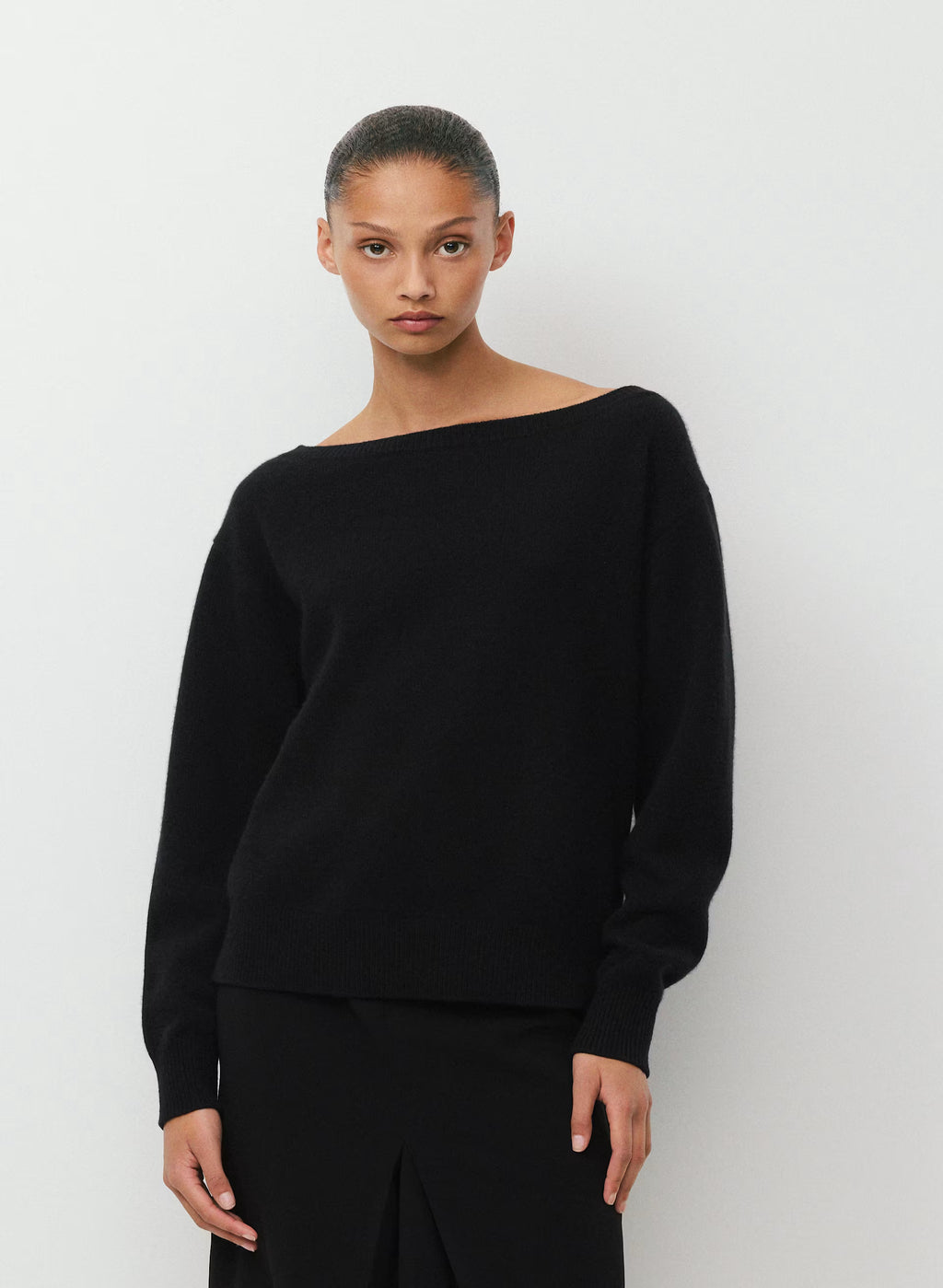 Cashmere Boatneck Sweater - Heather Gray