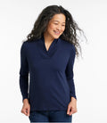 Women's Pima Cotton Shawl Collar T-Shirt - Blue