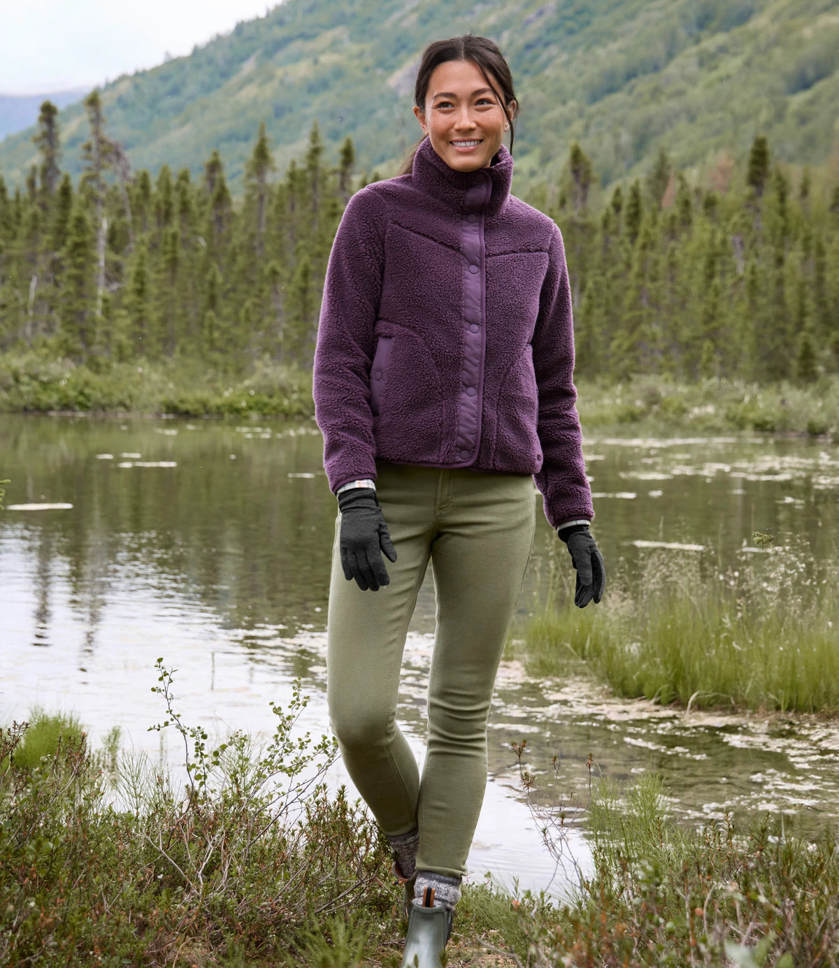 Women's Sherpa Fleece Jacket - Teal