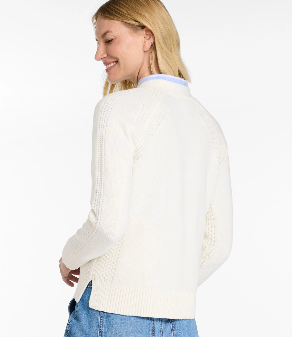Women's Mixed Stitch V-Neck Cardigan - Navy