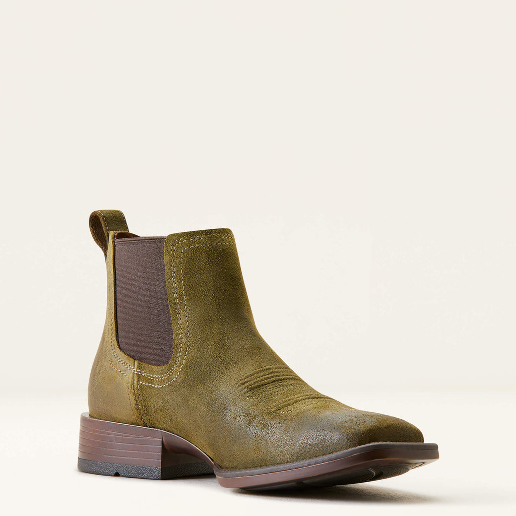 Men's Suede Wide Square Toe Chelsea Boots - Navy