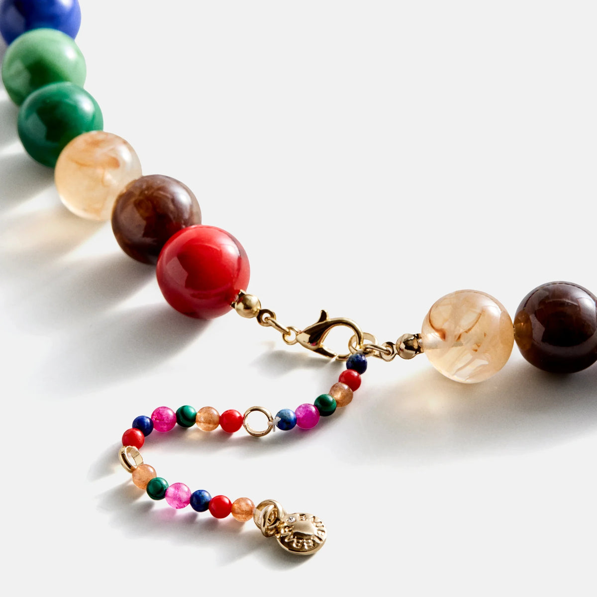 Dark Multicolor Beaded Necklace - 14mm