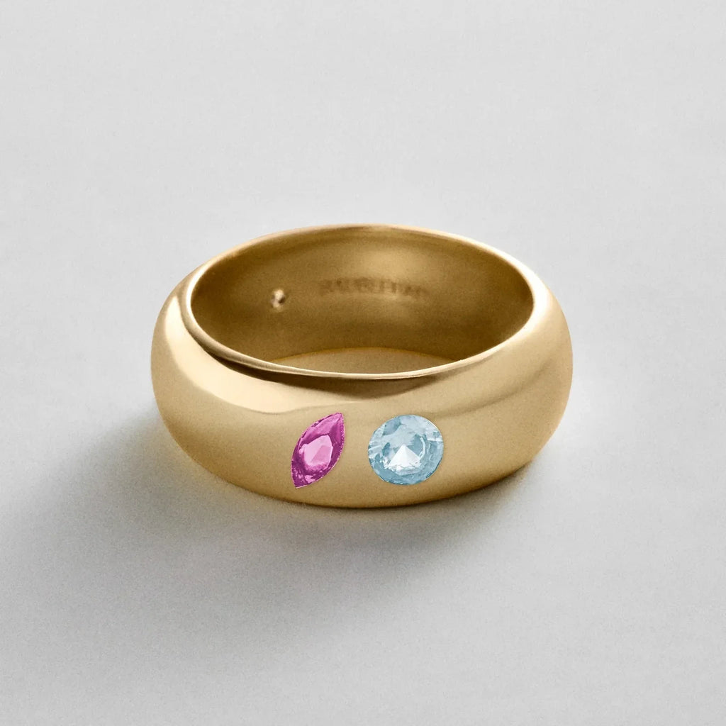 Custom Two-Stone Gold-Plated Band Ring