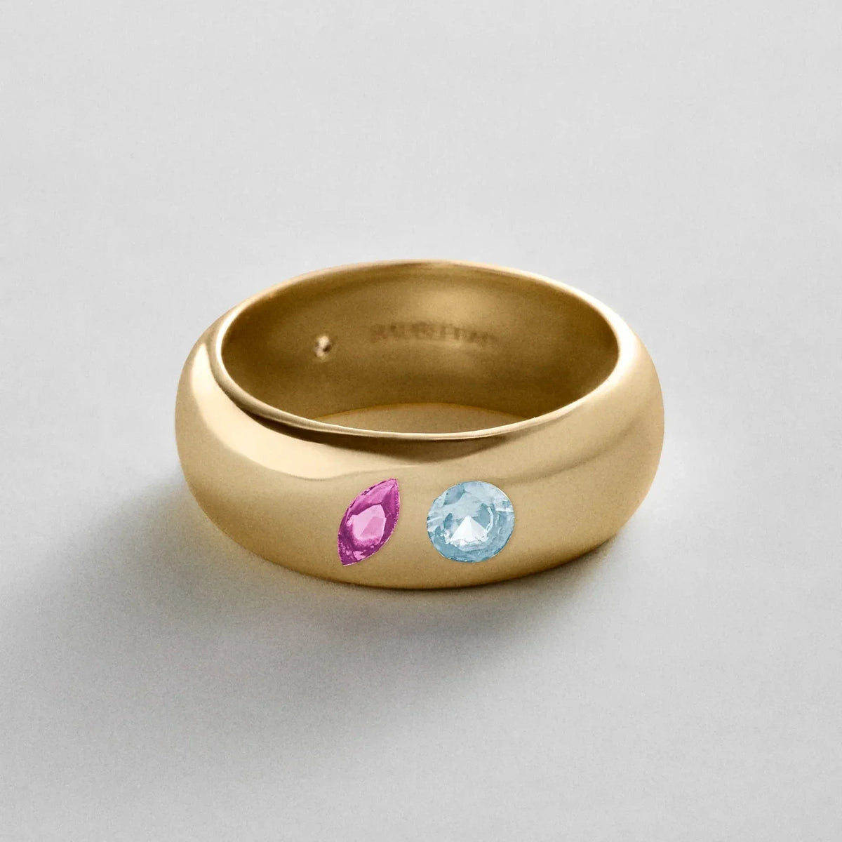 Custom Two-Stone Gold-Plated Band Ring