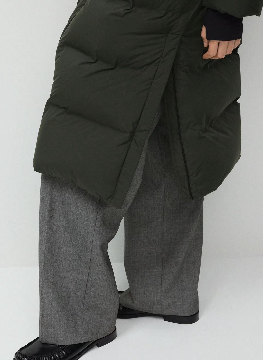 Waterproof Long Down Puffer Coat - Gray