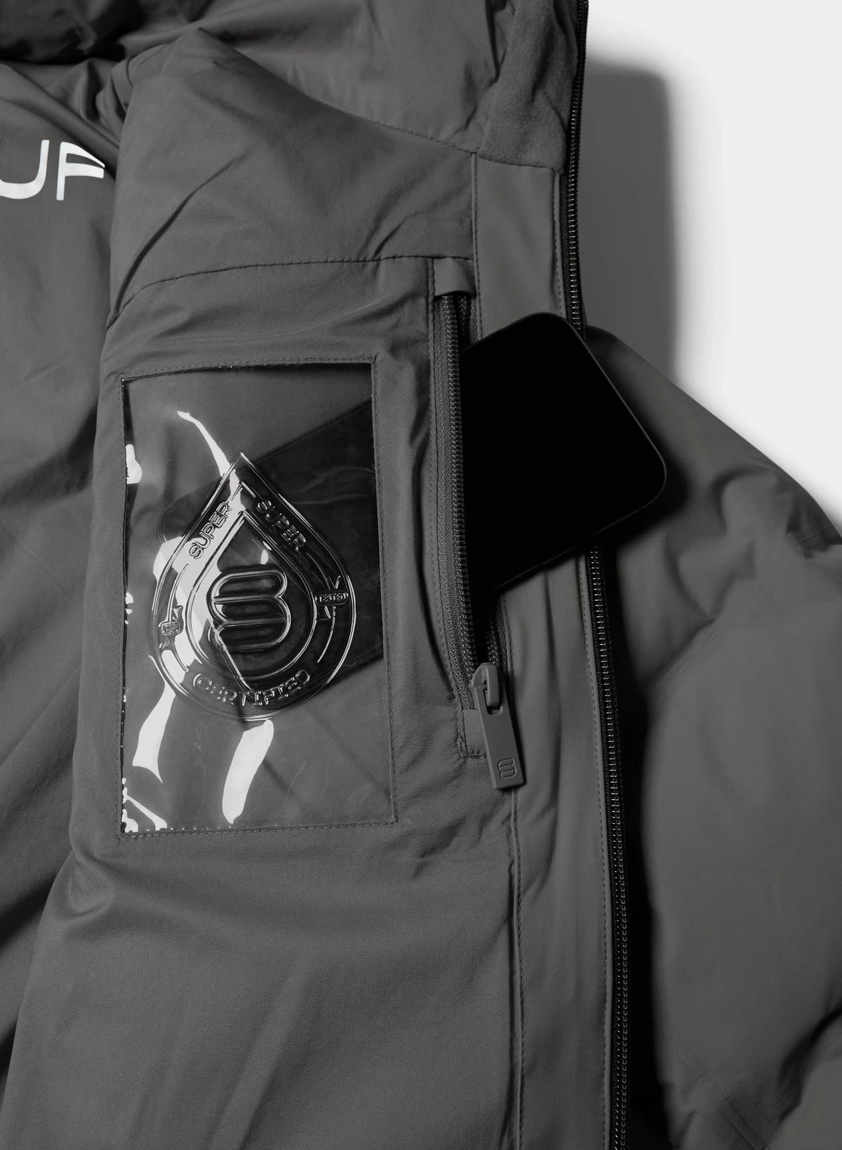 Waterproof Long Down Puffer Coat - Gray