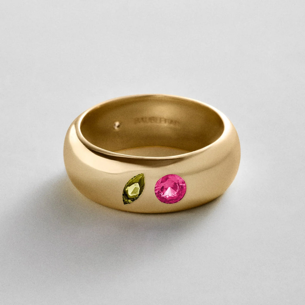 Custom Two-Stone Gold-Plated Band Ring