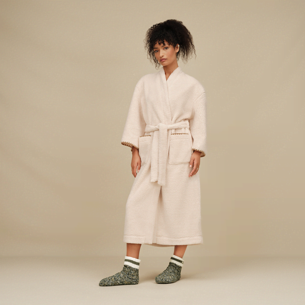 Women's Plush Fleece Full-Length Robe - Cream