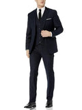 Men's Solid Navy Blue Classic Fit 3-Piece Suit