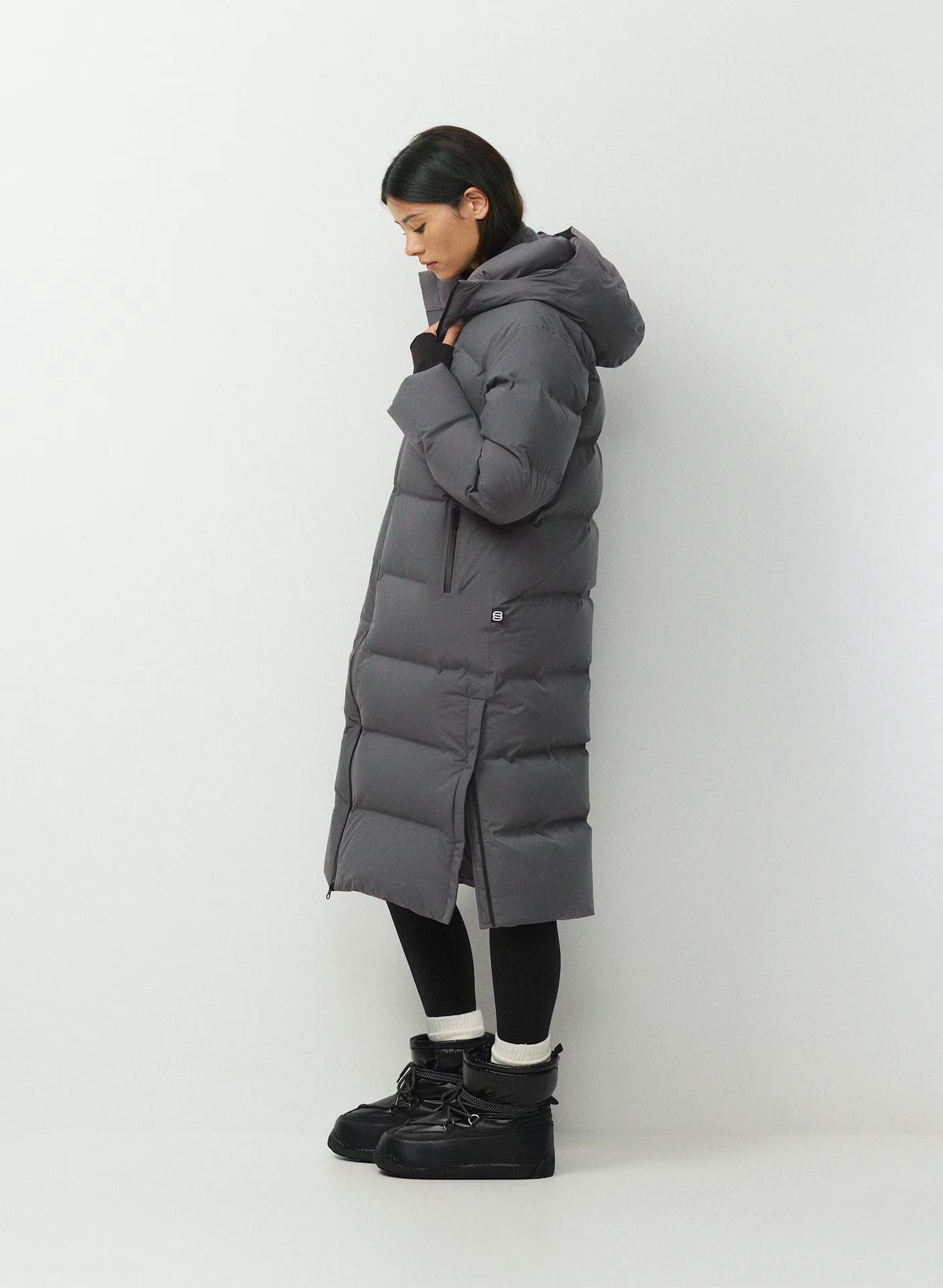 Waterproof Long Down Puffer Coat - Gray