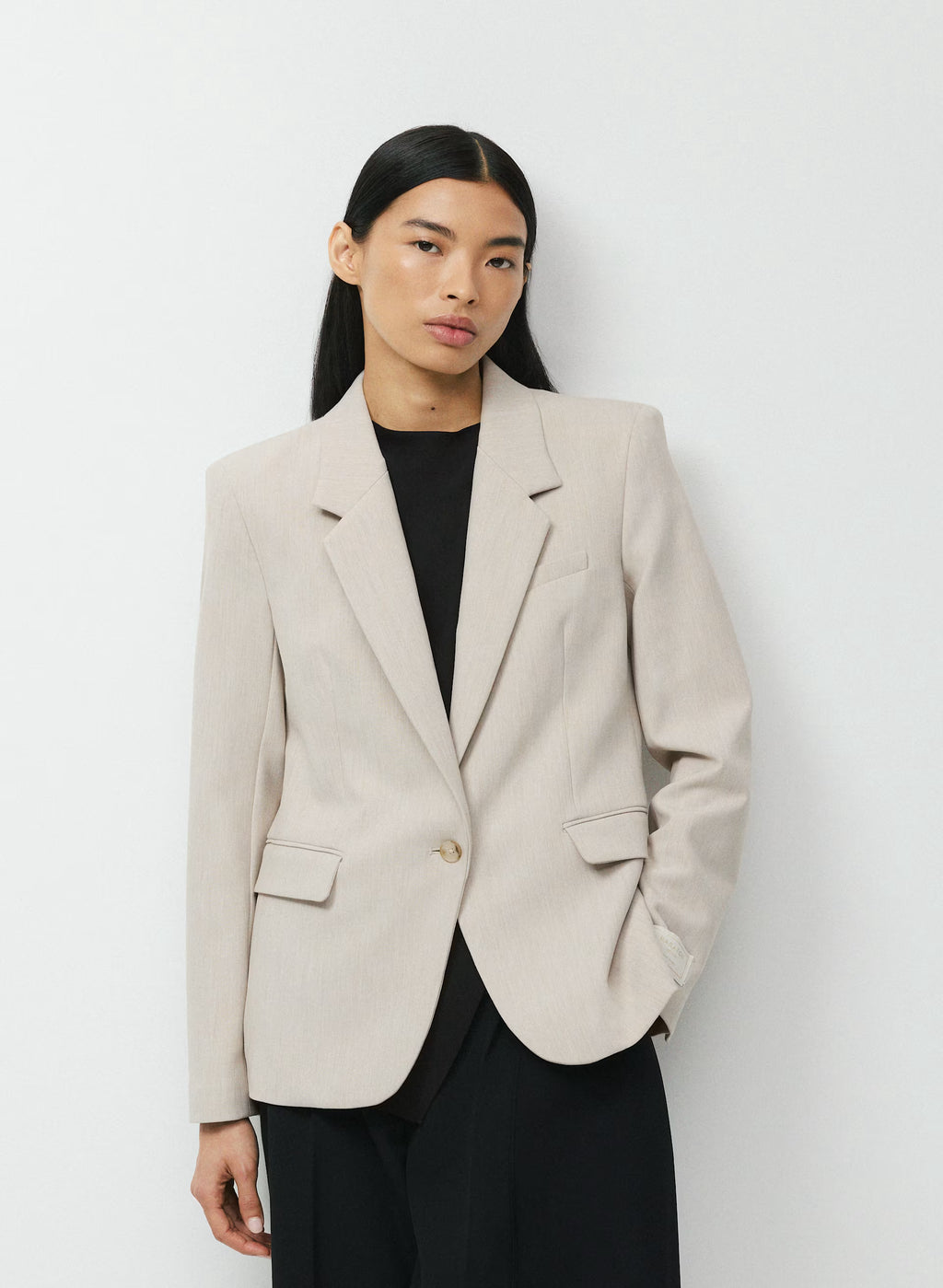 Single-Breasted Stretch Blazer - Check