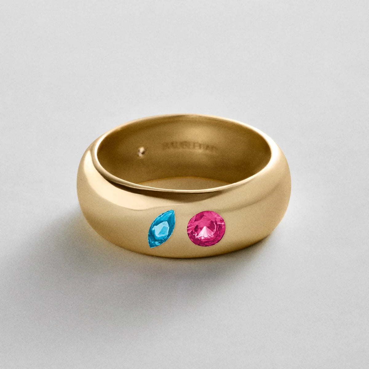 Custom Two-Stone Gold-Plated Band Ring