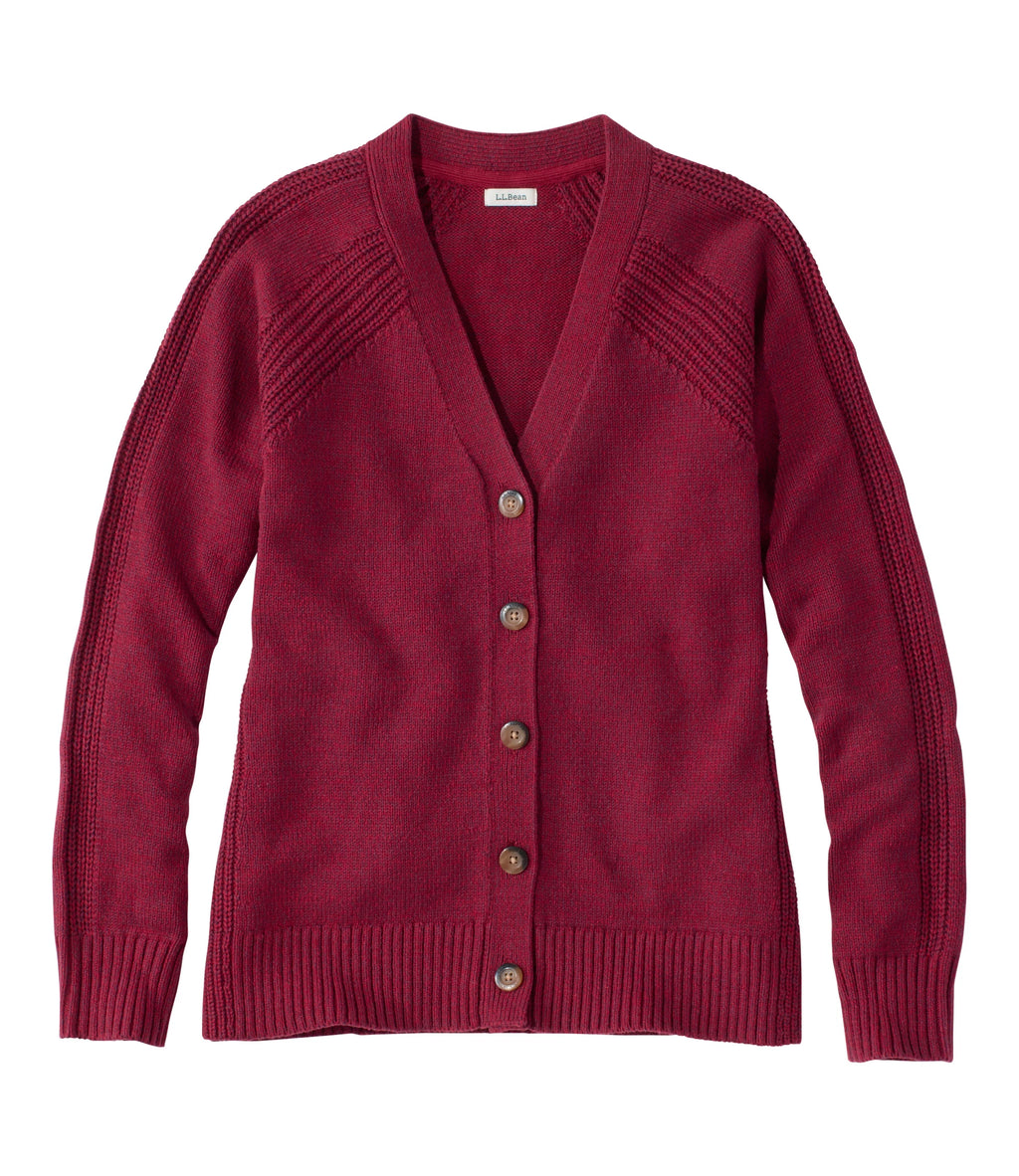 Women's Mixed Stitch V-Neck Cardigan - Navy