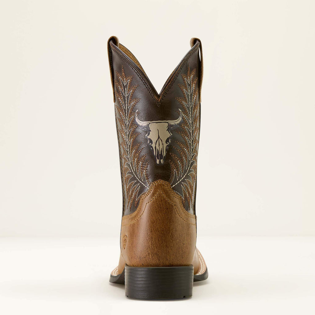 Kids' Wide Square Toe Leather Boots - Brown