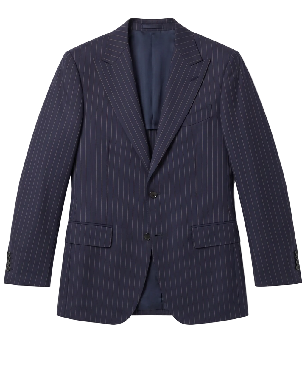 Men's Navy & Orange Pinstripe Slim Fit 2-Button Wool Suit