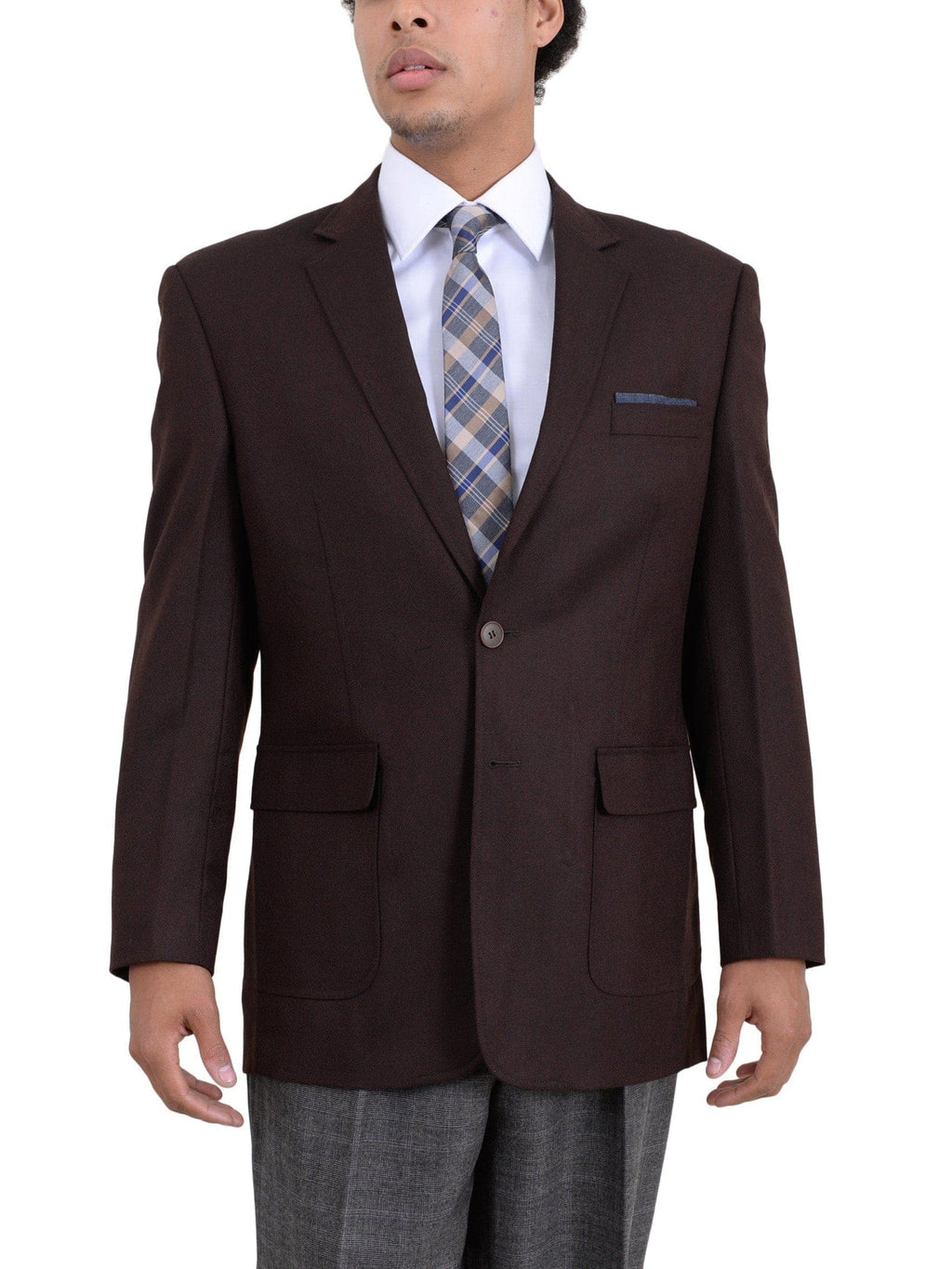 Men's Brown Textured Wool Blazer Sport Coat Removable Mock Liner