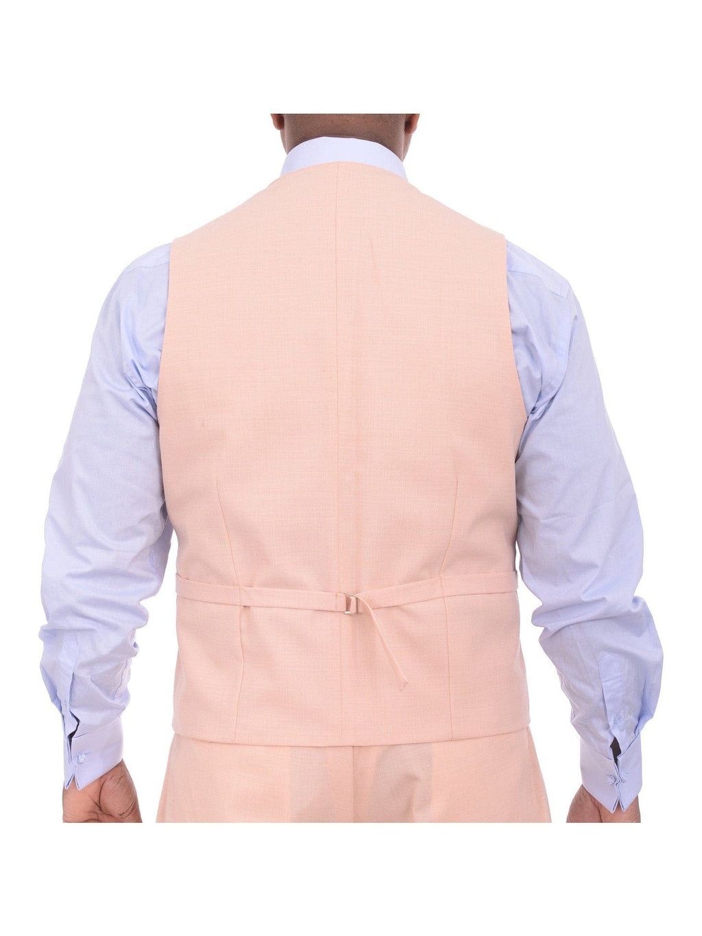Men's Solid Peach 3-Piece Wool Suit Peak Lapels