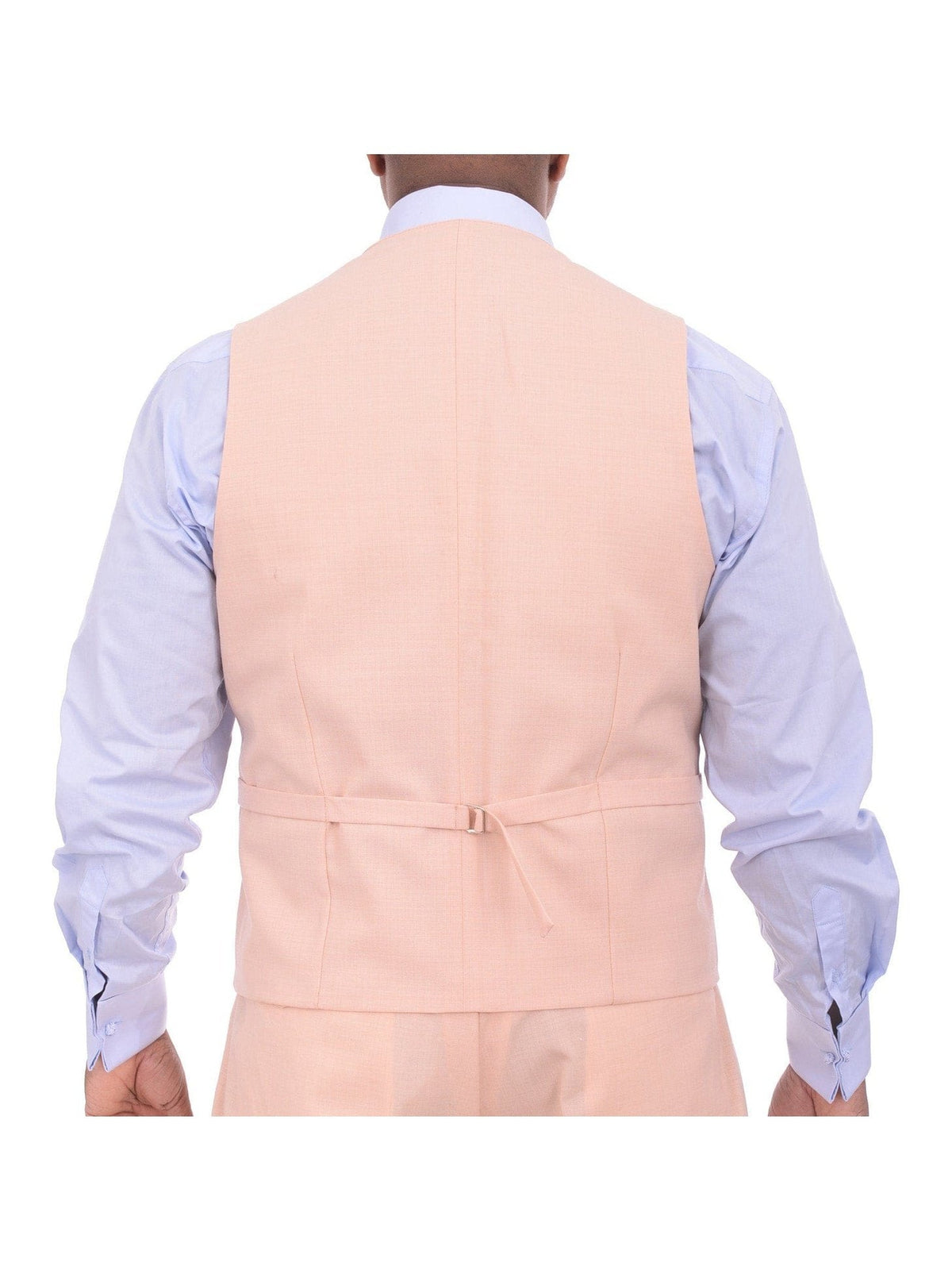 Men's Solid Peach 3-Piece Wool Suit Peak Lapels